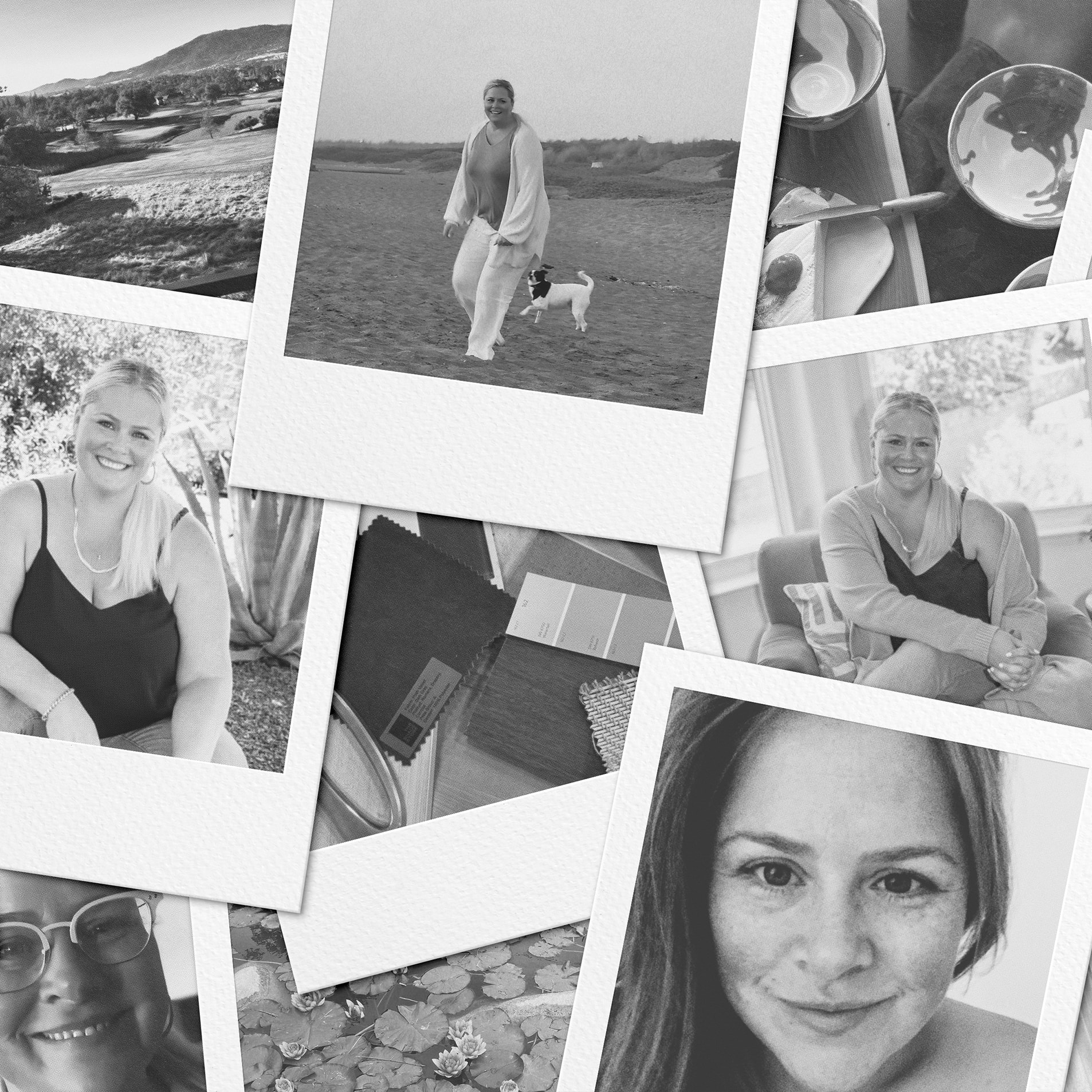 A black-and-white collection of photographs from Sonja's life